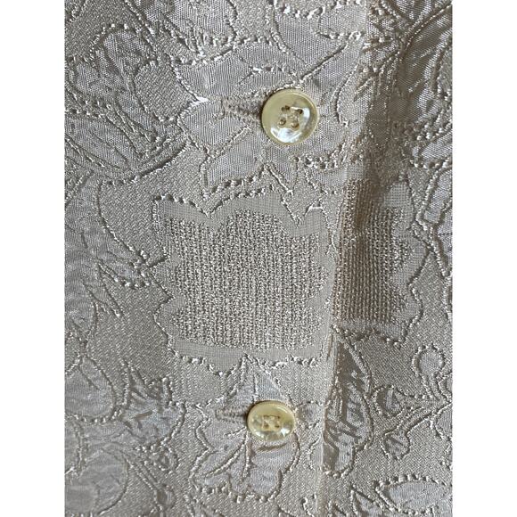 Vintage Cream High Neck Fitted Blouse Sz 4 Back Button - Picture 8 of 10